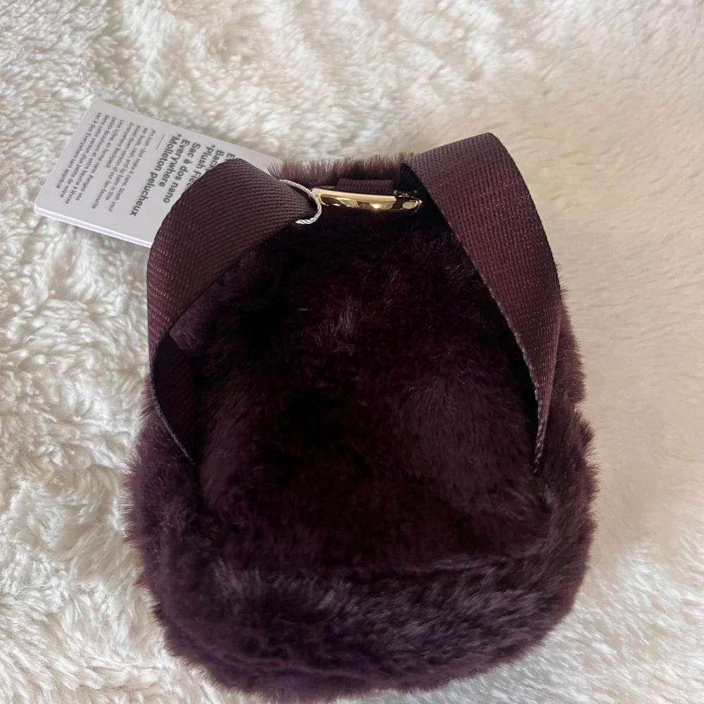 Lululemon Everywhere Nano Backpack Plush Fleece Black Plum Gold Womens Accessory